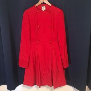 Anthropologie Tulle Red Pea Coat